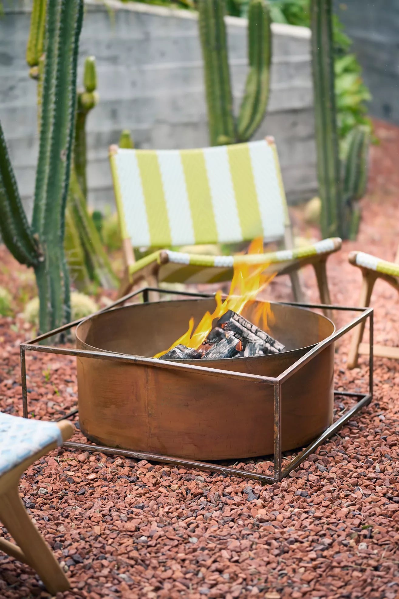 Weathering Steel Framed Cylinder Fire Pit