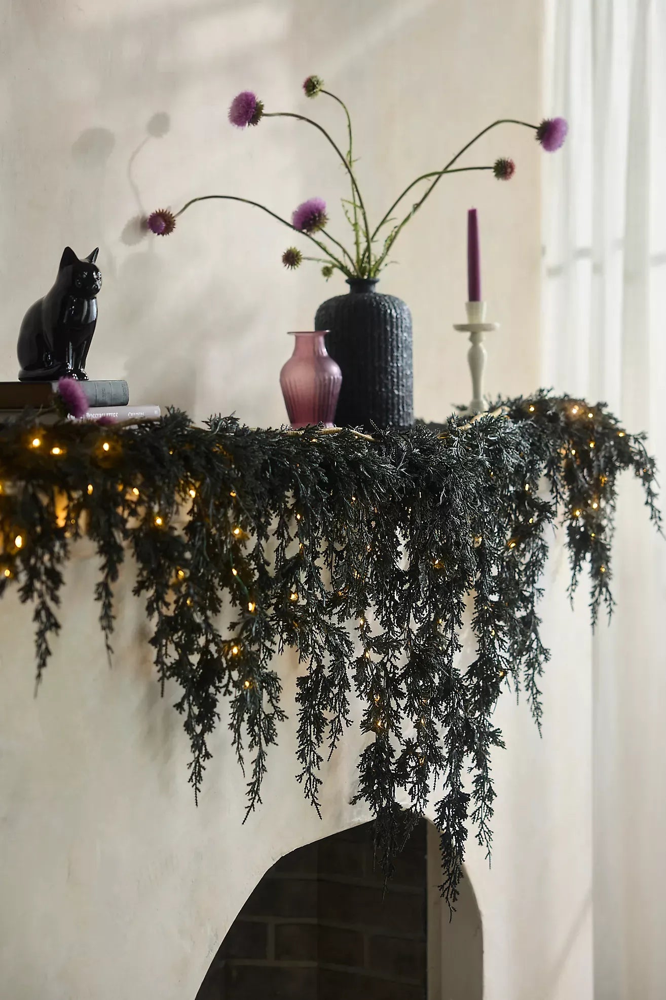 LED Cascading Black Boughs Garland