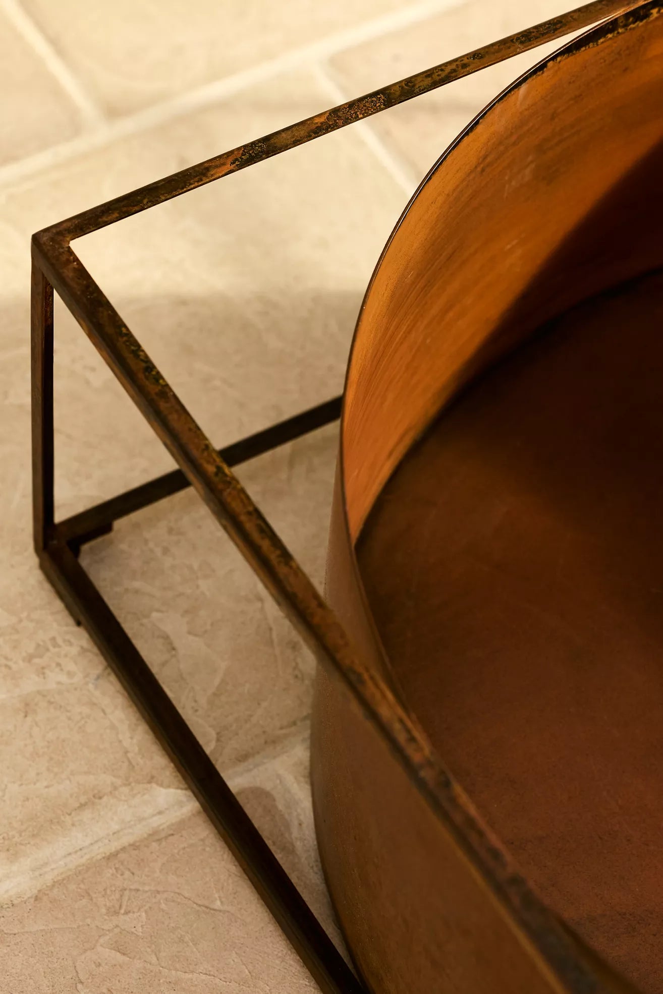 Weathering Steel Framed Cylinder Fire Pit
