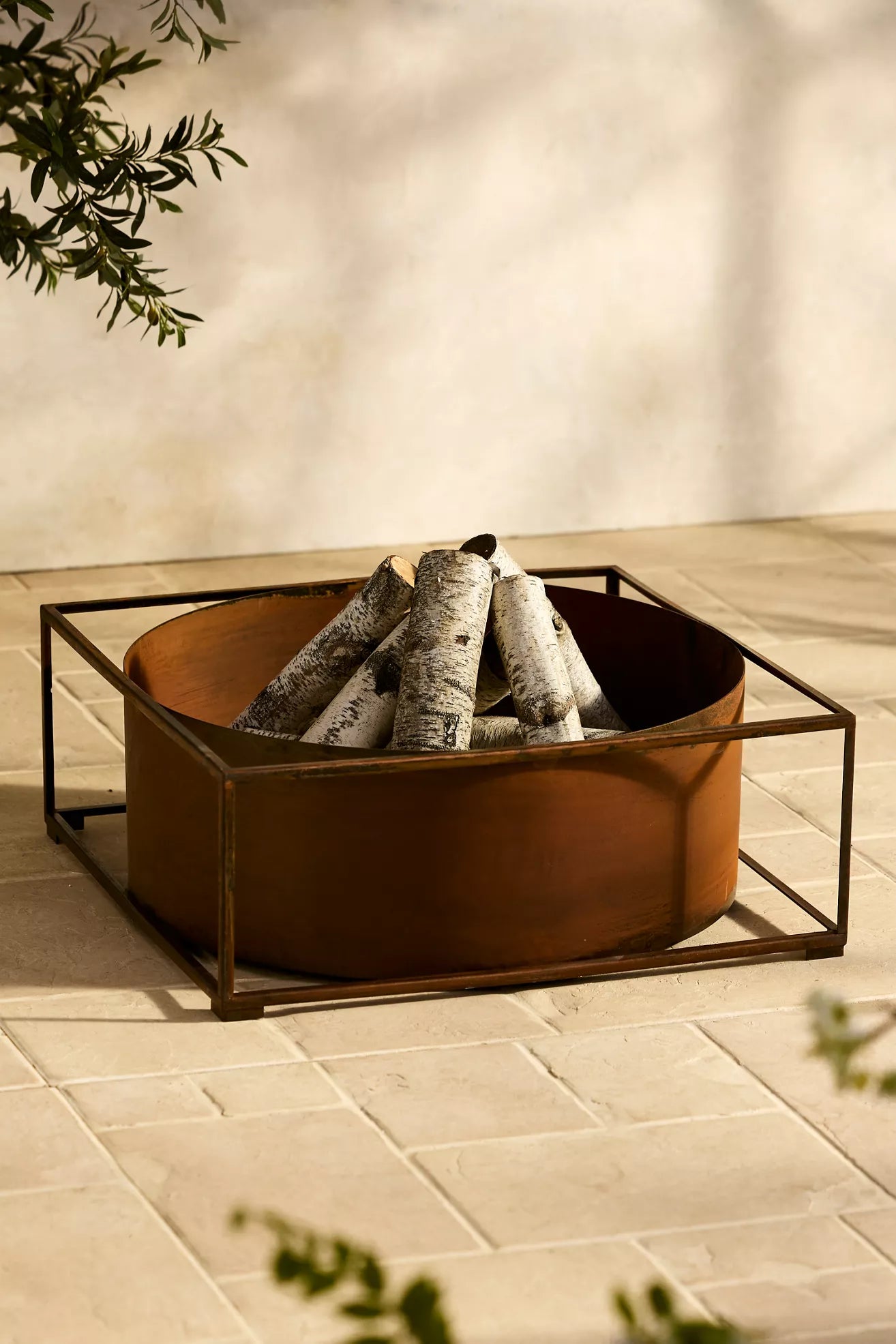 Weathering Steel Framed Cylinder Fire Pit